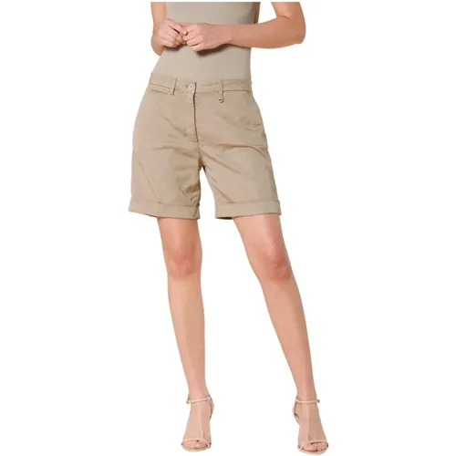 Curvy Chino Bermuda Shorts mit Blumendetails , Damen, Größe: 2XS - Mason's - Modalova