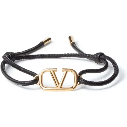 Bracelets, male, , Size: ONE SIZE Bijoux Logo Leather Bracelet - Valentino Garavani - Modalova