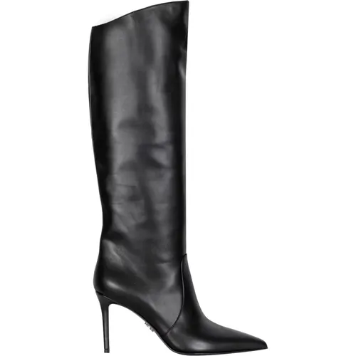 Leather Tubular Boots with High Stiletto Heel , female, Sizes: 5 1/2 UK, 6 UK, 3 UK, 7 UK - Sergio Levantesi - Modalova