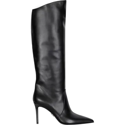 Leather Tubular Boots with High Stiletto Heel , female, Sizes: 5 1/2 UK, 6 UK, 4 UK, 4 1/2 UK, 3 UK, 7 UK - Sergio Levantesi - Modalova