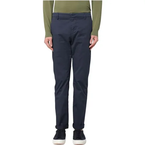 Chinos, male, , Size: W35 Green Slim Fit Casual Trousers - Dondup - Modalova