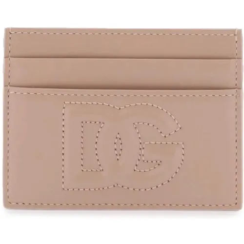 Logo Embossed Leather Card Holder , female, Sizes: ONE SIZE - Dolce & Gabbana - Modalova