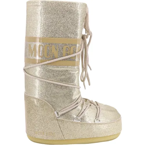 Goldene Schnürstiefel , Damen, Größe: 39 EU - moon boot - Modalova