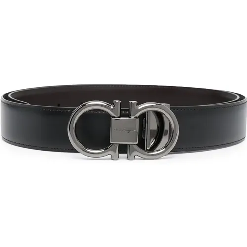 Leather Reversible Gancini Belt , male, Sizes: 100 CM, 105 CM - Salvatore Ferragamo - Modalova