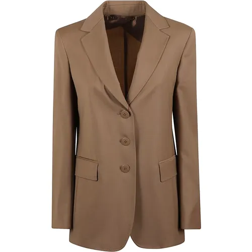 Blazers, female, , Size: XS Wool Blazer Mink Color - Max Mara Studio - Modalova