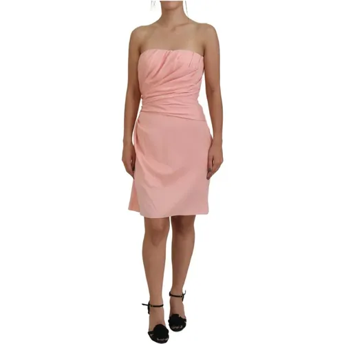 Silk Stretch Strapless Sheath Dress , female, Sizes: XS, S, 2XS - Dolce & Gabbana - Modalova