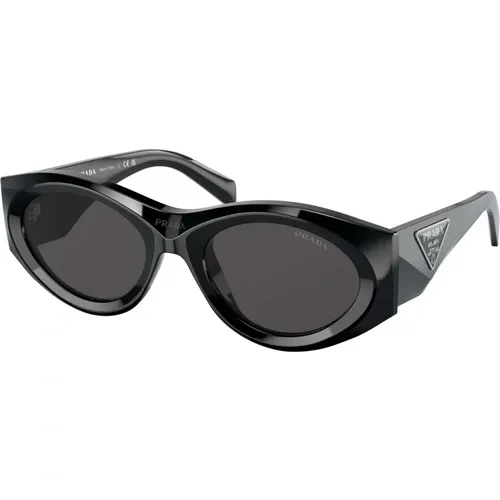 Schwarze/Dunkelgraue Sonnenbrille , Damen, Größe: 53 MM - Prada - Modalova