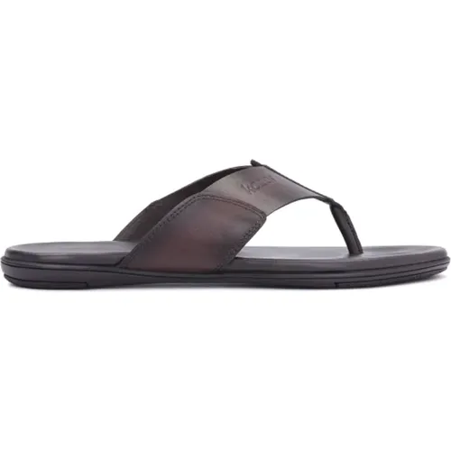 Braune Leder Flip-Flops für Männer - Kazar - Modalova