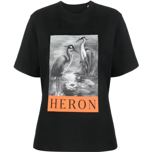 Schwarzes T-Shirt mit Grafikdruck für Frauen , Damen, Größe: M - Heron Preston - Modalova