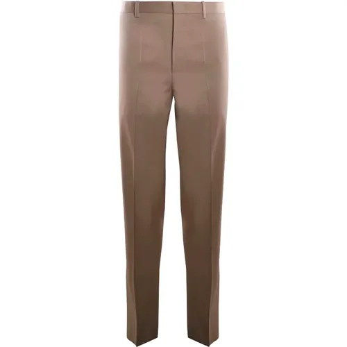 Chinos, male, , Size: XL Beige Cotton Trousers with Front Closure - Jil Sander - Modalova