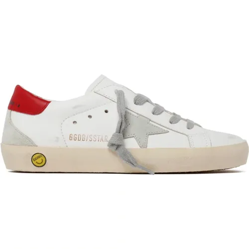 Weiße und Rote Super Star Sneakers - Golden Goose - Modalova