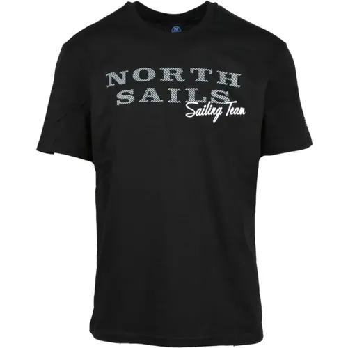 Schwarzes Baumwoll-Logo-Print-T-Shirt , Herren, Größe: S - North Sails - Modalova