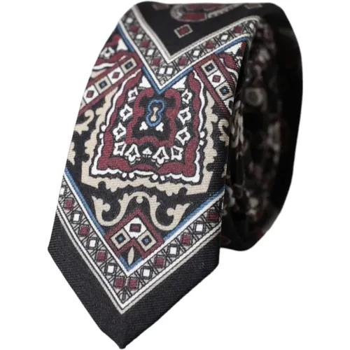 Ties, male, , Size: ONE SIZE Silk Tie with Iconic Logo Details - Dolce & Gabbana - Modalova