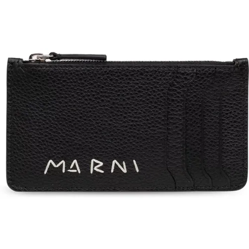 Wallets & Cardholders, male, , Size: ONE SIZE Leather card holder - Marni - Modalova