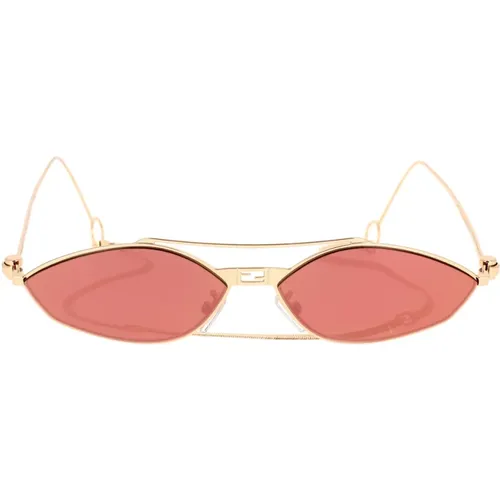 Baguette Sonnenbrille mit Kette,Stilvolle unregelmäßige Metallsonnenbrille - Fendi - Modalova