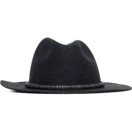 Fedora Hat with Jewel Band , female, Sizes: M - BRUNELLO CUCINELLI - Modalova