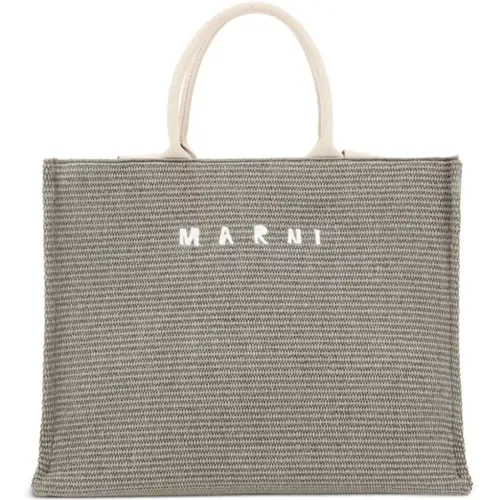 Tote Bags, male, , Size: ONE SIZE Embroidered logo tote bag - Marni - Modalova