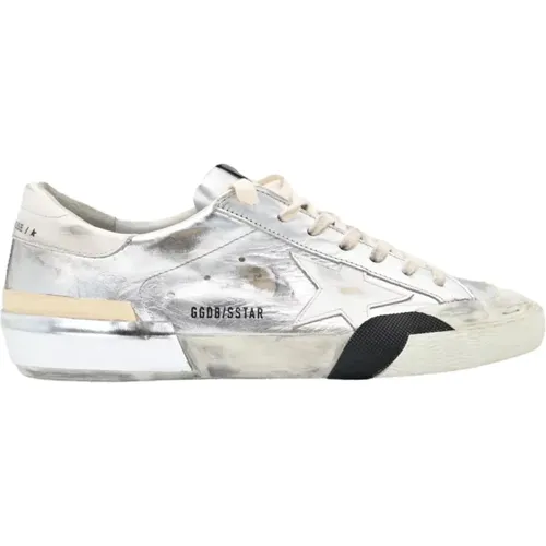 Silver White Star Superstar Sneakers , male, Sizes: 9 UK - Golden Goose - Modalova