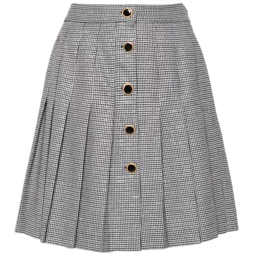 Short Skirts, female, , Size: 2XS Grey Pleated Houndstooth Skirt - Alessandra Rich - Modalova