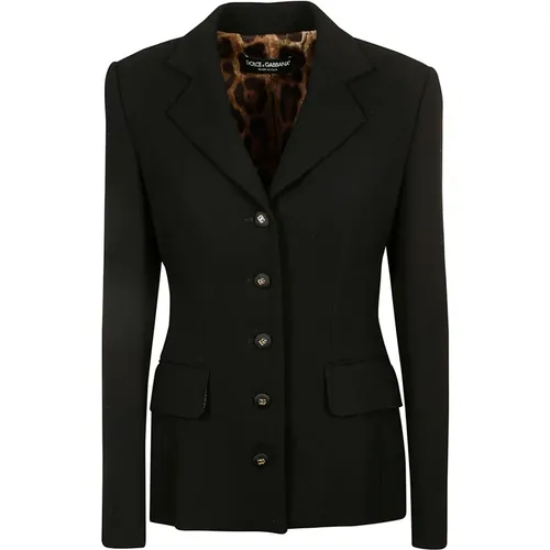 Blazers, female, , Size: M Wool Blazer Notched Lapels - Dolce & Gabbana - Modalova