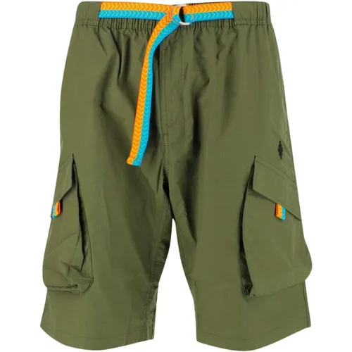 Cotton Adjustable Multicolored Bermuda Shorts , male, Sizes: M, L - Marcelo Burlon - Modalova