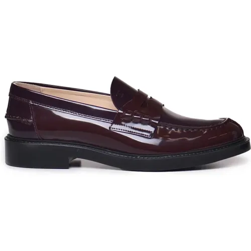 Bordeaux Flat Shoes with Leather Upper , female, Sizes: 3 UK - TOD'S - Modalova