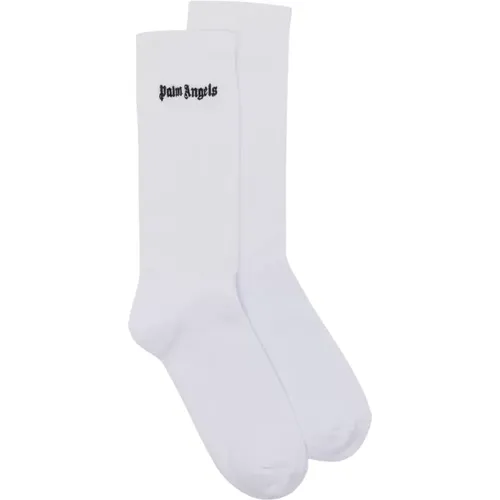 Classic Logo Embroidered Cotton Socks , male, Sizes: L/XL - Palm Angels - Modalova