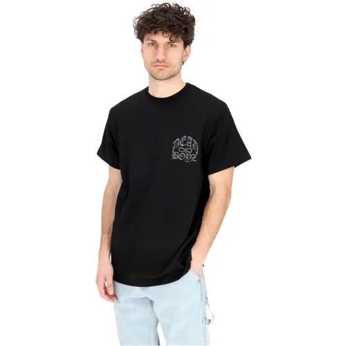 Schwarzes Rundhals-T-Shirt mit gesticktem Logo , Herren, Größe: S - Propaganda - Modalova