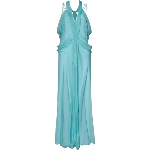 Silk Chiffon V-Neck Dress , female, Sizes: S - alberta ferretti - Modalova