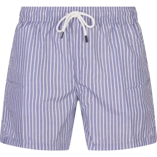 Blue Striped Swim Shorts , male, Sizes: M, XL, L - Fedeli - Modalova