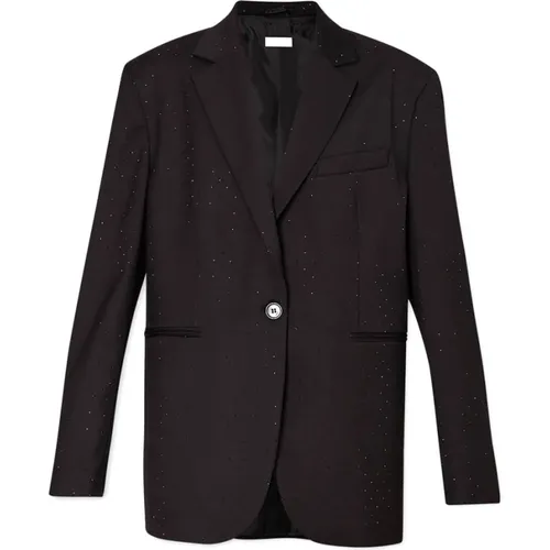 Klassischer Schwarzer Blazer mit Metall-Logo , Damen, Größe: L - Liu Jo - Modalova