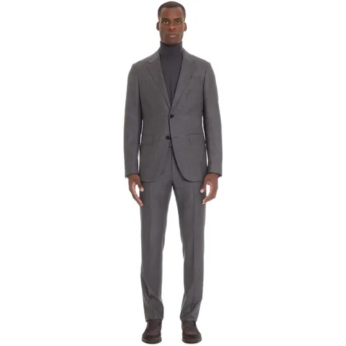 Single Breasted Suits, male, , Size: M Grey Dress with Button Closure - Zegna - Modalova