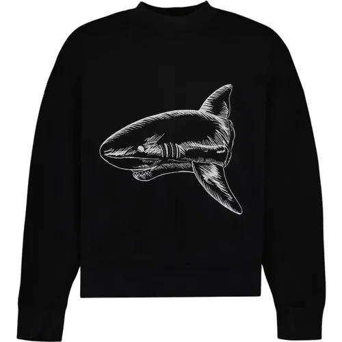 Haifisch Split Sweatshirt Langarm Logo , Herren, Größe: L - Palm Angels - Modalova
