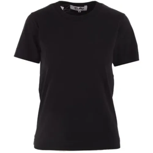 Schwarzes T-Shirt mit Pixel-Logo-Patch - Comme des Garçons Play - Modalova