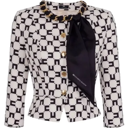 Jacken mit Double C Logo Print - Elisabetta Franchi - Modalova