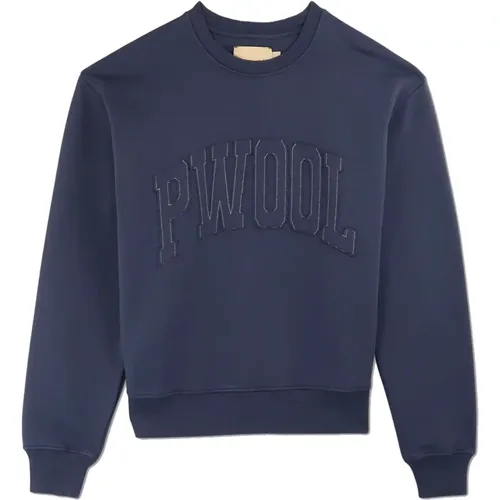 Navy Crew Neck Sweatshirt mit Applikation , Damen, Größe: M - PALOMA WOOL - Modalova