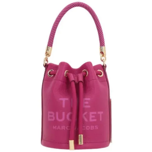 Dark Leather Bucket Bag with Gold Hardware , female, Sizes: ONE SIZE - Marc Jacobs - Modalova