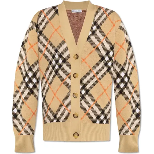 Cardigans, female, , Size: M Check Pattern Cardigan - Burberry - Modalova