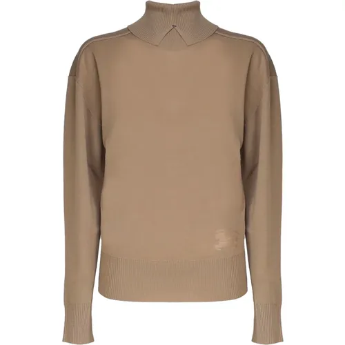 Wool Turtleneck Sweater Biscuit Color , female, Sizes: XS, S, M - Burberry - Modalova