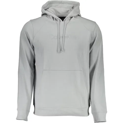 Grauer Baumwoll-Hoodie Reflektierender Druck , Herren, Größe: L - Calvin Klein - Modalova