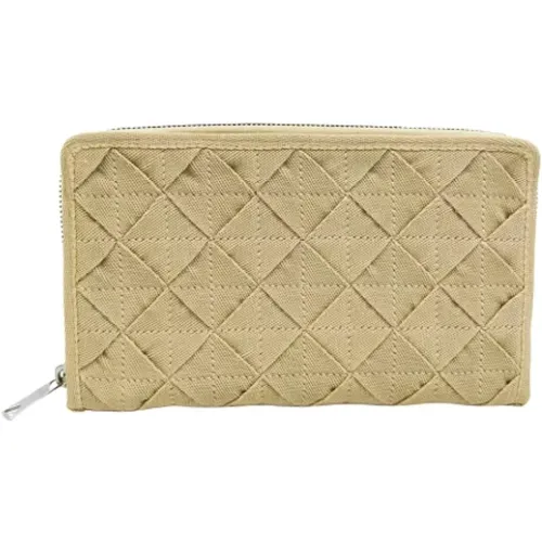 Pre-owned Wallets, female, , Size: ONE SIZE Vintage Canvas Wallet with Dust Bag - Bottega Veneta Vintage - Modalova