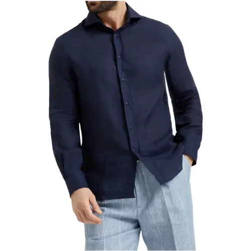 Natural Linen Shirt with Classic Collar , male, Sizes: S - BRUNELLO CUCINELLI - Modalova