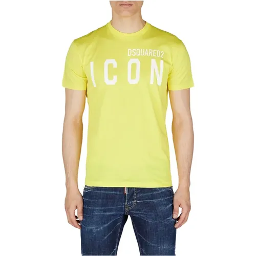 Gelbes Icon Dsq2 T-Shirt , Herren, Größe: M - Dsquared2 - Modalova