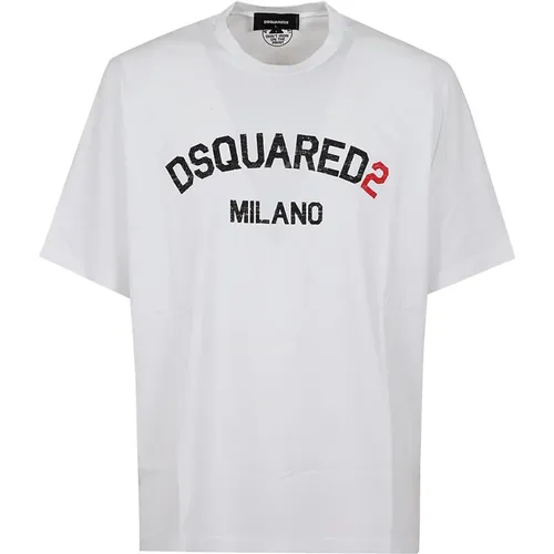 Cotton T-Shirt with Relaxed Fit , male, Sizes: L, S, XL, 2XL - Dsquared2 - Modalova