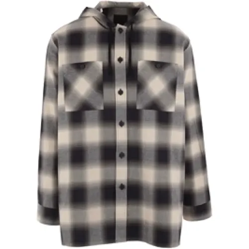 Casual Shirts, male, , Size: XL Oversized Hooded Flannel Shirt with 4G Logo Details - Givenchy - Modalova