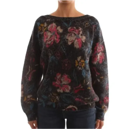 Floral Patterned Crew Neck Women`s Sweater , female, Sizes: M - Liu Jo - Modalova