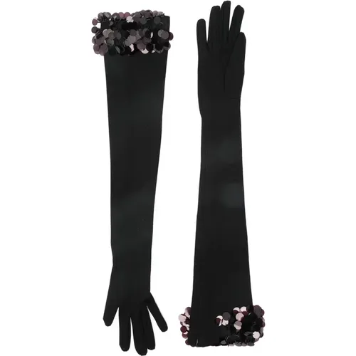 Gloves, female, , Size: S Sequin Embellished Long Gloves - David Koma - Modalova