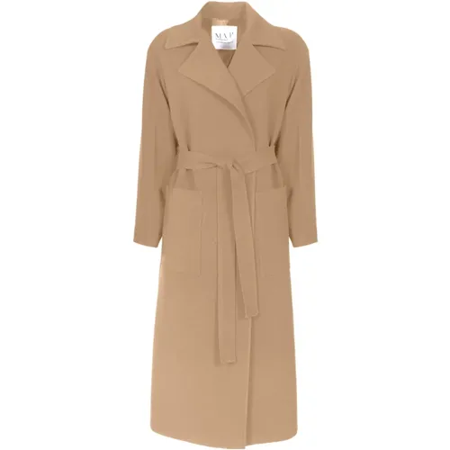 Robe-style Long Coat with Patch Pockets , female, Sizes: 2XS, XS - MVP wardrobe - Modalova