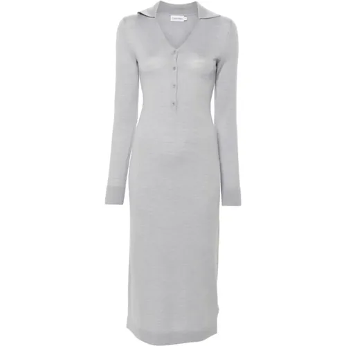 Grey Dress Autumn Winter Collection , female, Sizes: L, S, M - Calvin Klein - Modalova