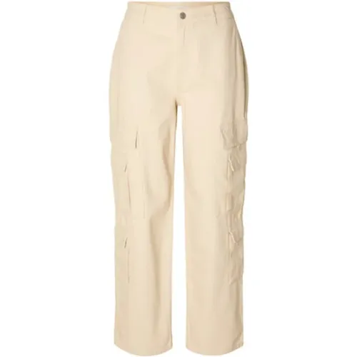 Cropped Trousers , female, Sizes: W29, W25, W27, W28, W26 - Selected Femme - Modalova